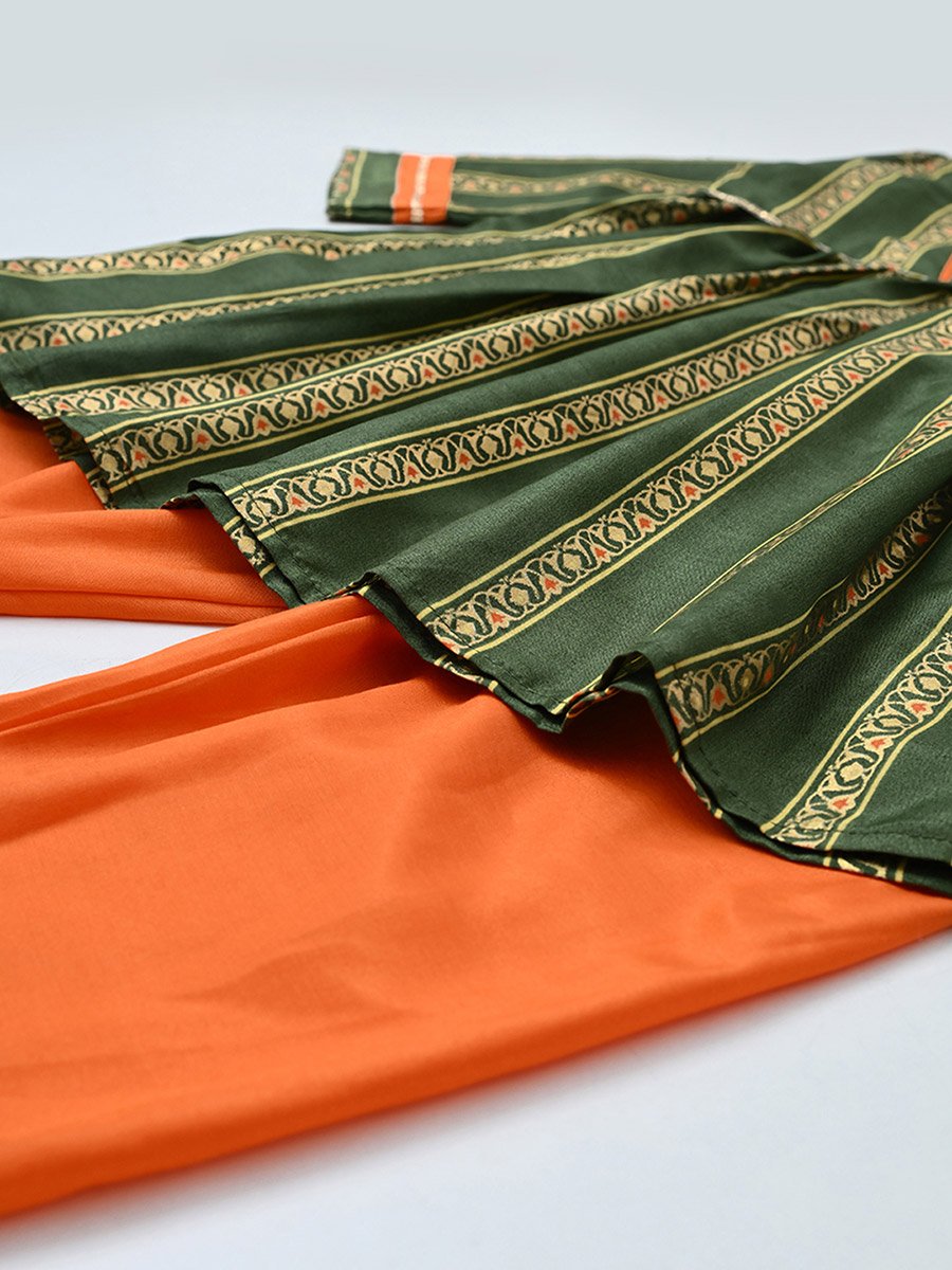 Girls Ethic Motifs Print Kurta and Pants Set