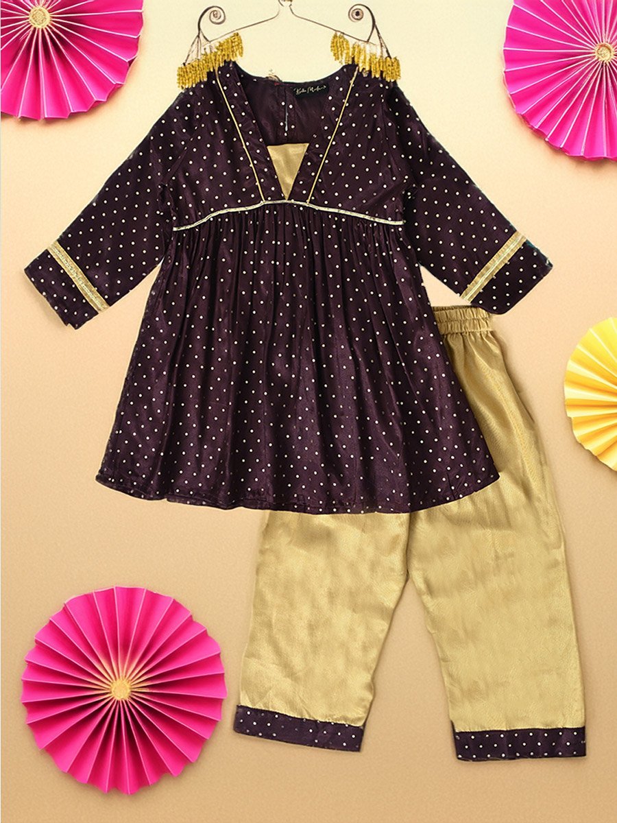 Printed Long Sleeve Ethnic Top and Pants Set