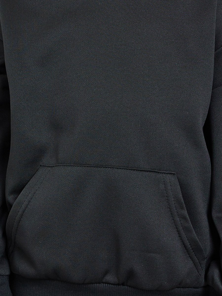 Boys Black Relaxed Fit Hoodie with Front Pocket
