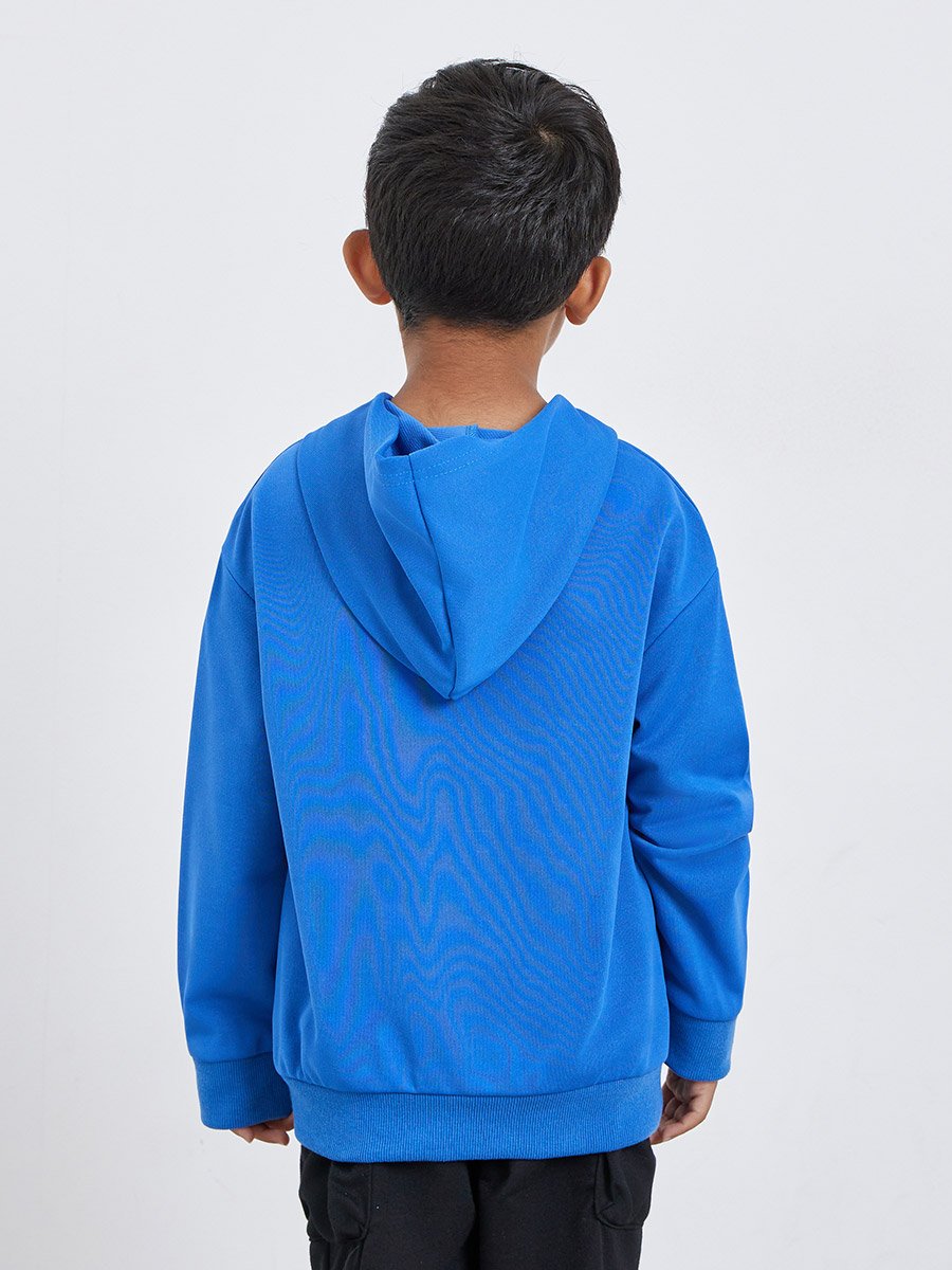 Boys Blue Relaxed Fit Hoodie with Front Pocket
