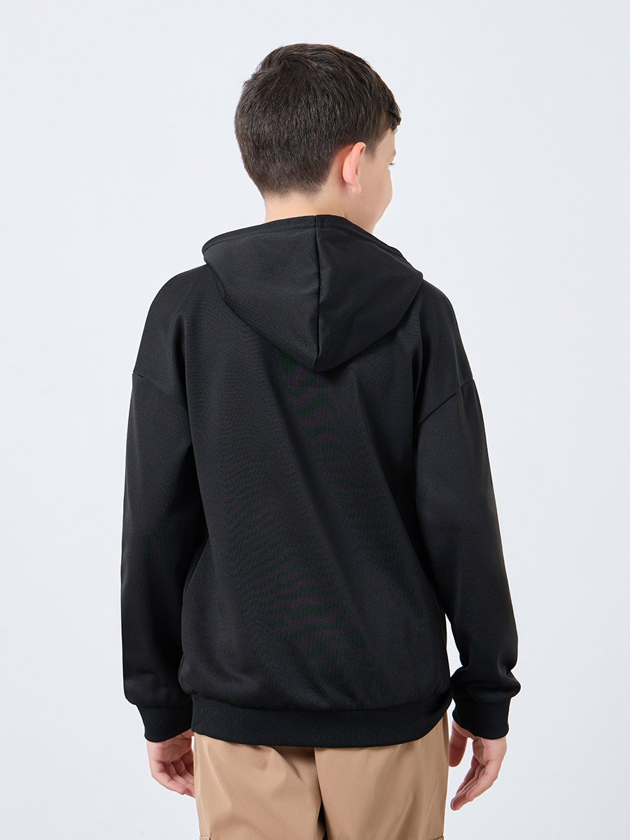Teen Black Relaxed Fit Hoodie with Front Pocket