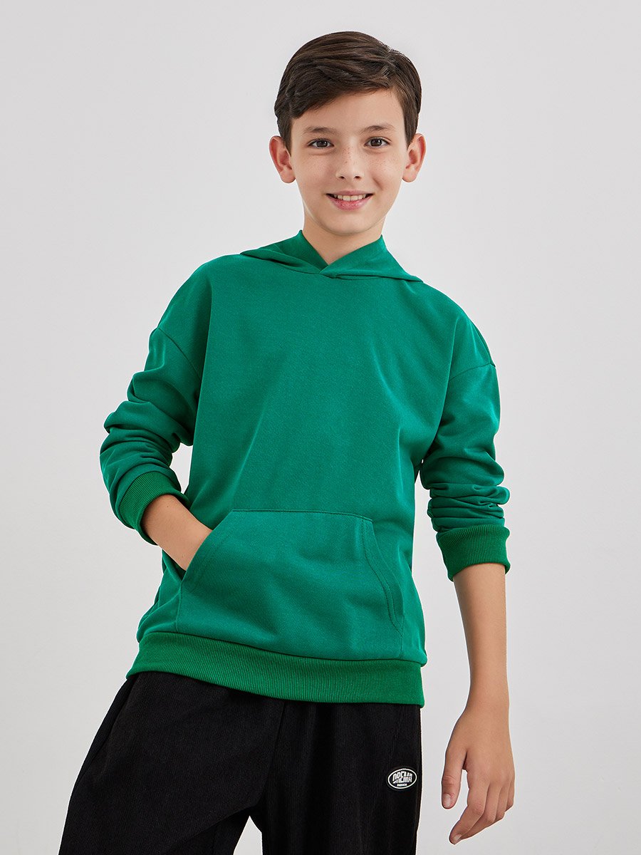 Teen Green Relaxed Fit Hoodie with Front Pocket