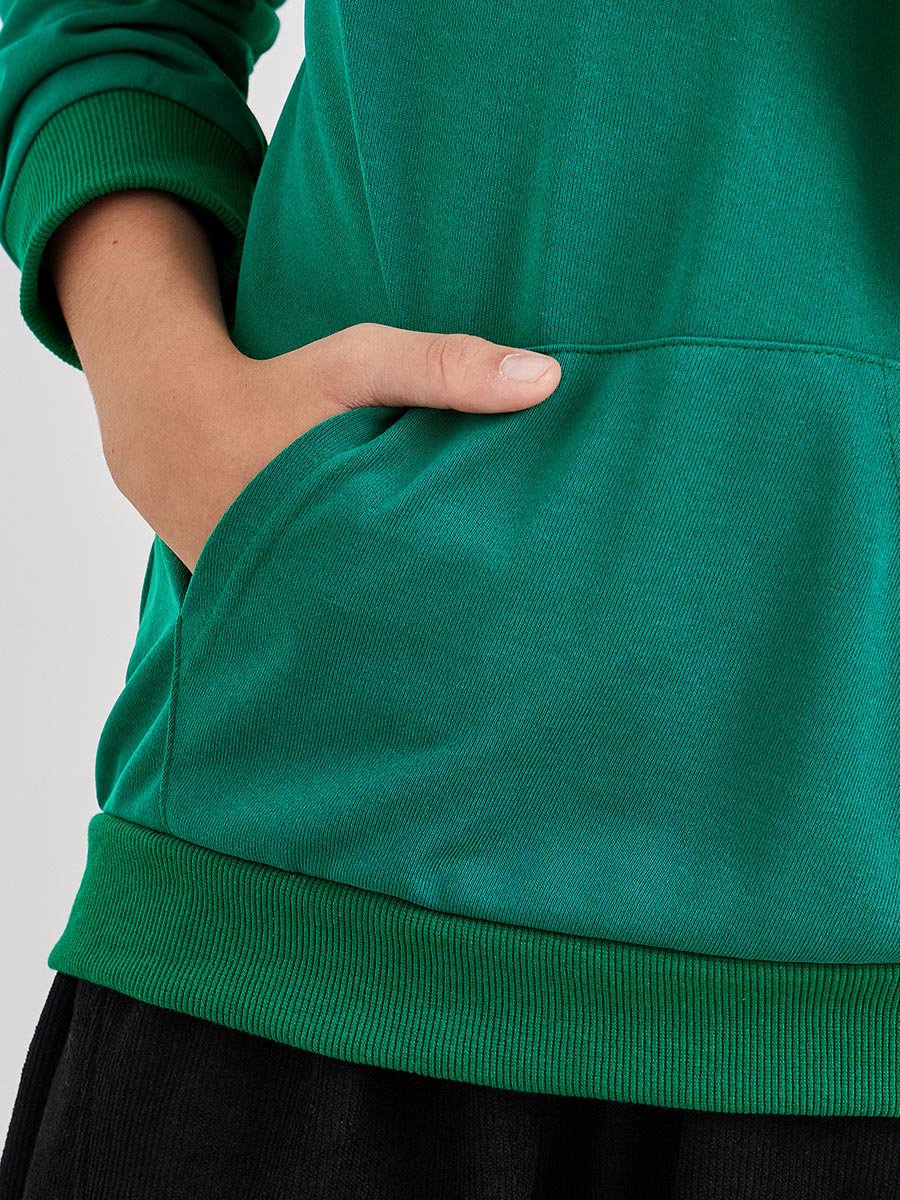 Teen Green Relaxed Fit Hoodie with Front Pocket