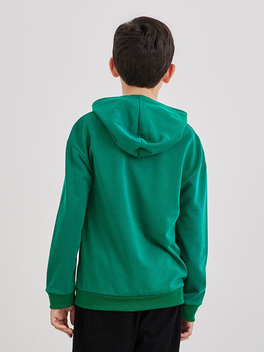 Teen Green Relaxed Fit Hoodie with Front Pocket
