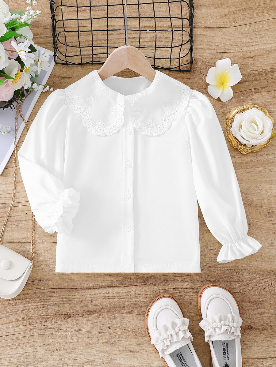 Solid Peter Pan Collar Buttoned Shirt