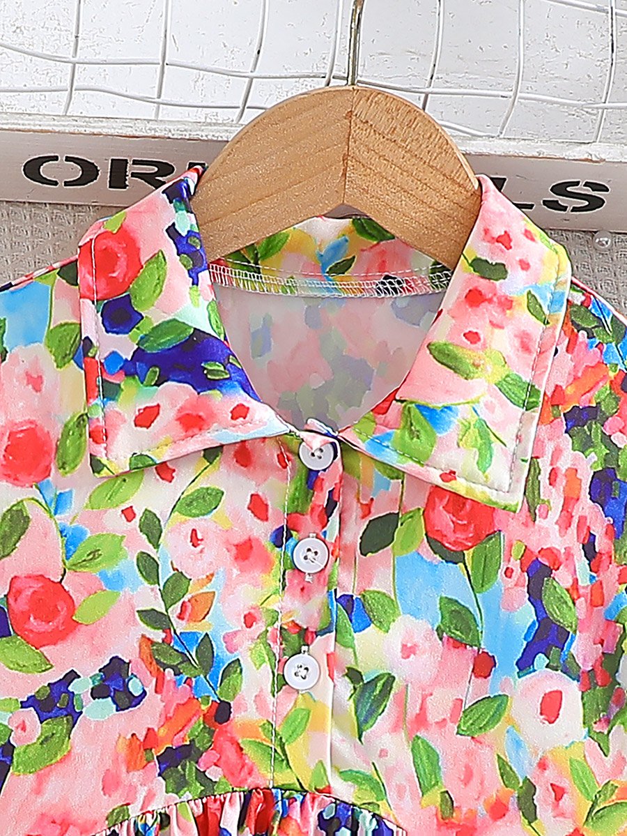 All Over Print Puff Sleeve Dress