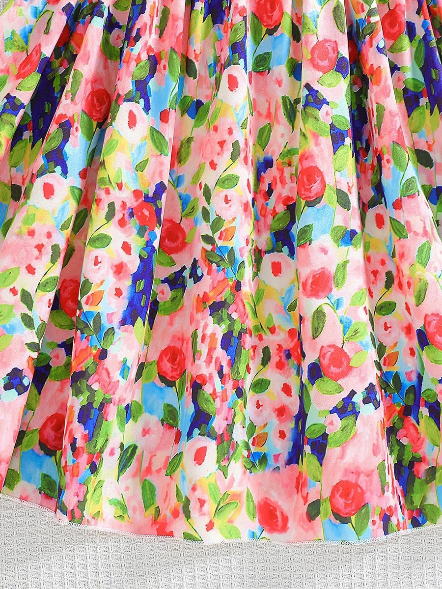 All Over Print Puff Sleeve Dress