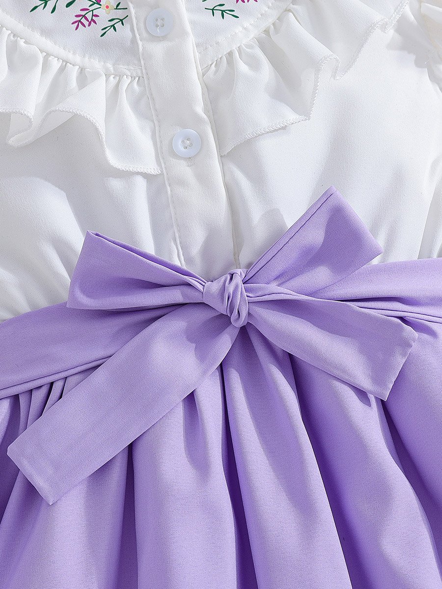 Ruffle Detail Belted Dress