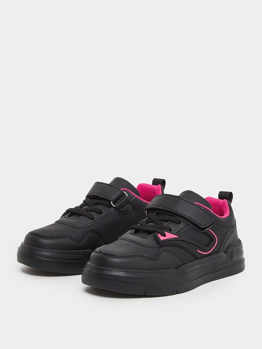 Panelled Sneakers with Hook and Loop Closure