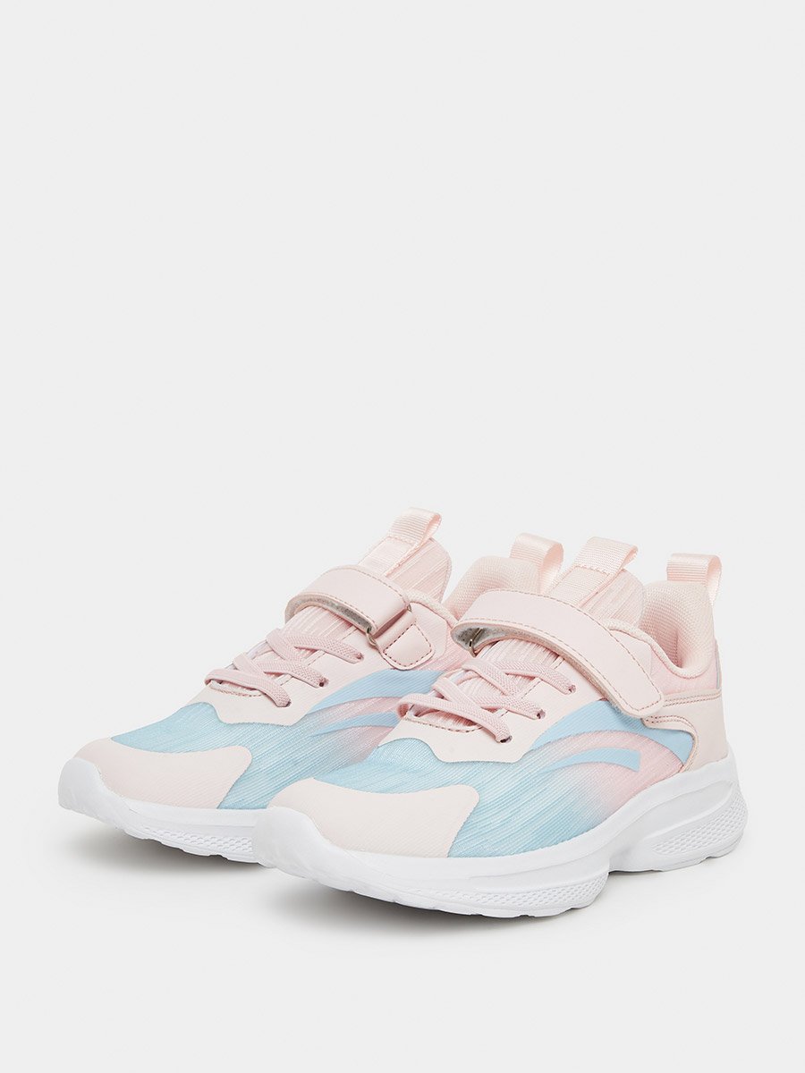 Girls Textured Sneakers with Hook and Loop