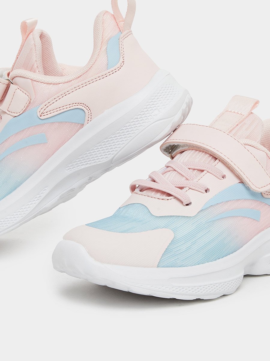 Girls Textured Sneakers with Hook and Loop
