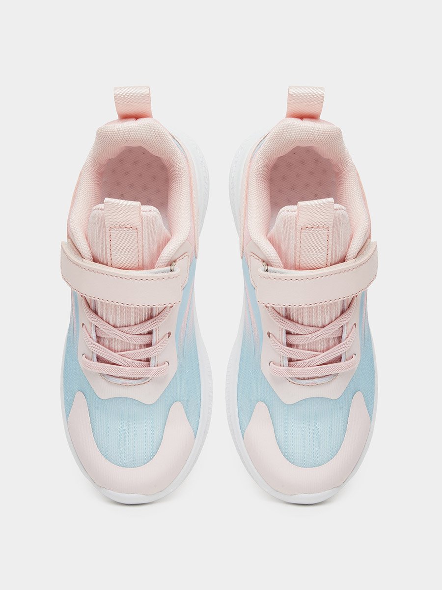 Girls Textured Sneakers with Hook and Loop