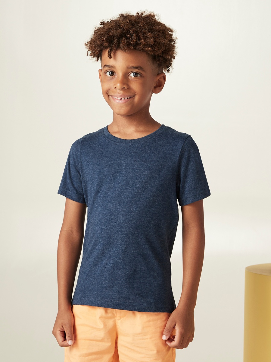 Plain Fade Resistant T-Shirt with Crew Neck and Short Sleeves