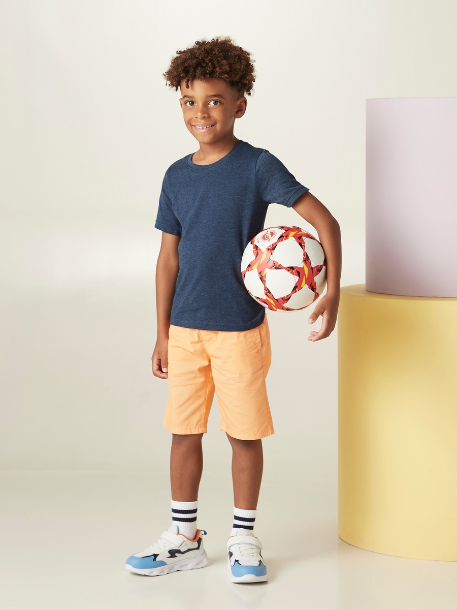 Plain Fade Resistant T-Shirt with Crew Neck and Short Sleeves