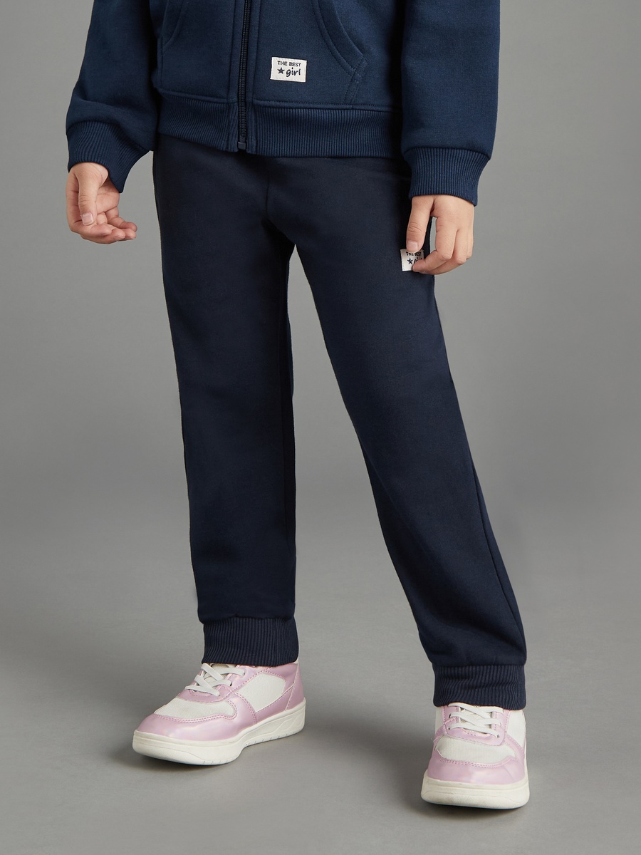Typographic Print Anti-Pilling High-Rise Jog Pants with Pockets