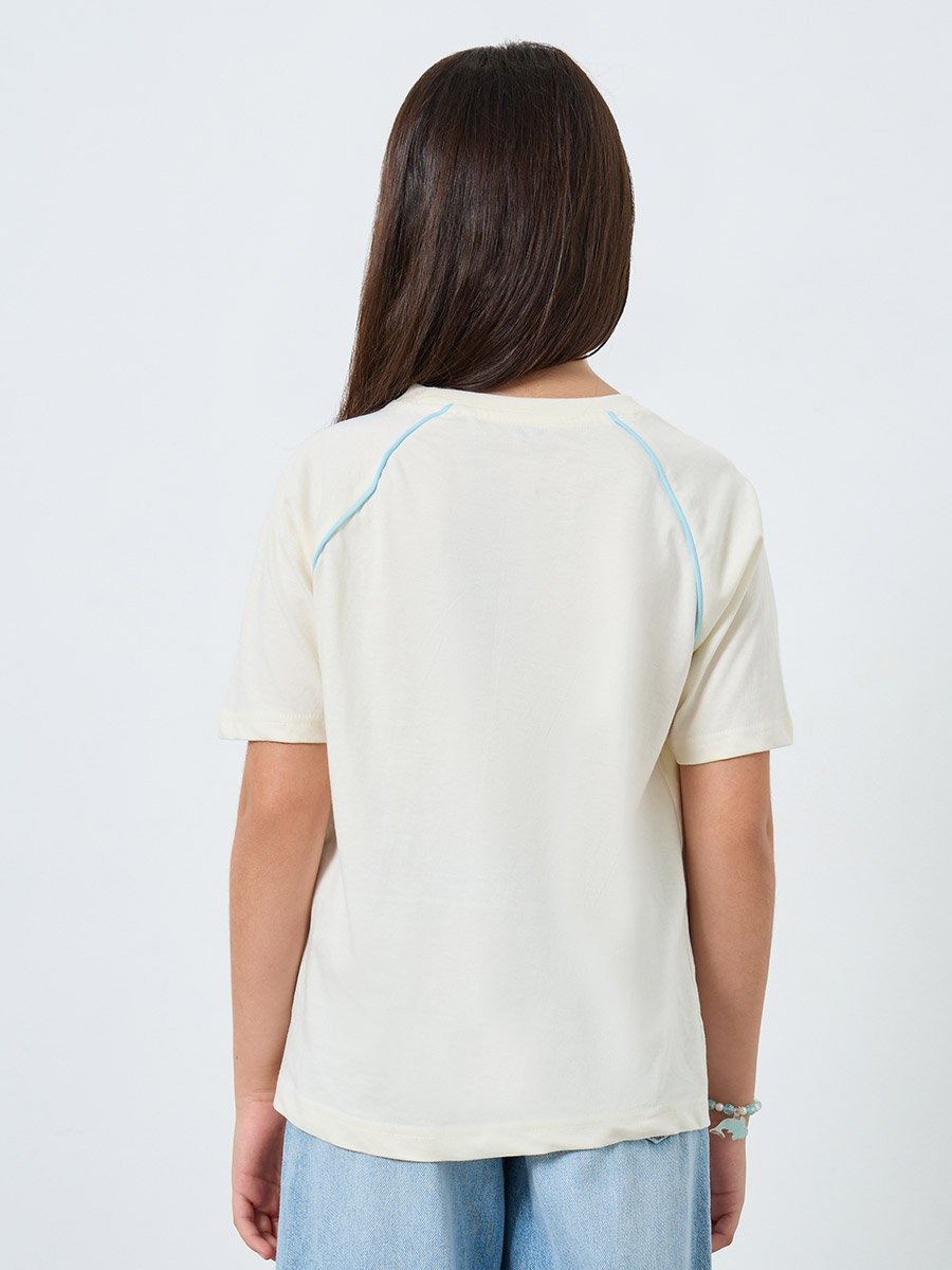 Teens Off White Raglan Sleeve T-Shirt