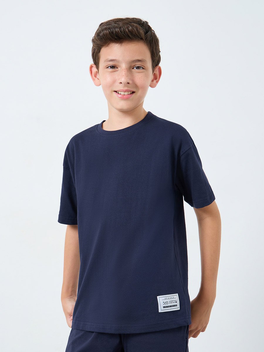 Teens Blue T-Shirt and Badge Detail Joggers Set