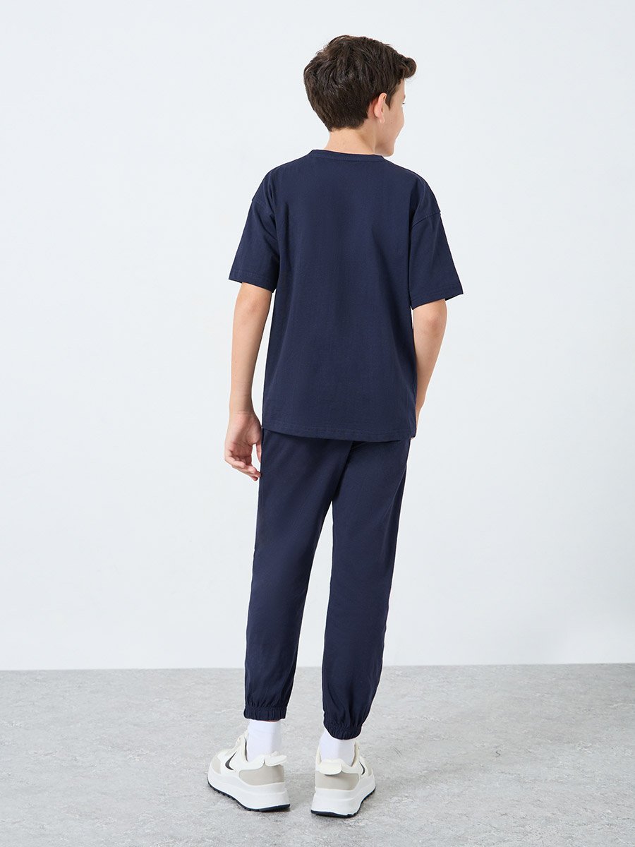 Teens Blue T-Shirt and Badge Detail Joggers Set