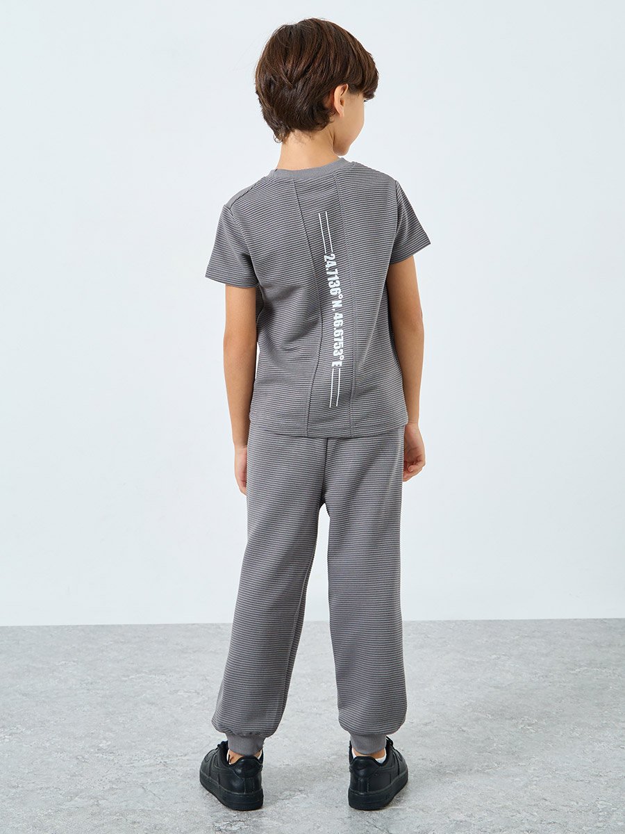 Boys Grey Textured T-Shirt and Joggers Set