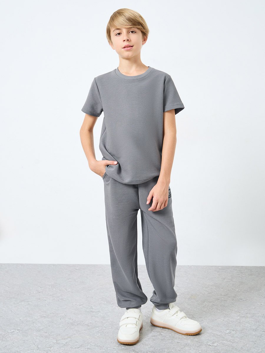 Teens Grey Cotton Blend T-Shirt and Joggers Set