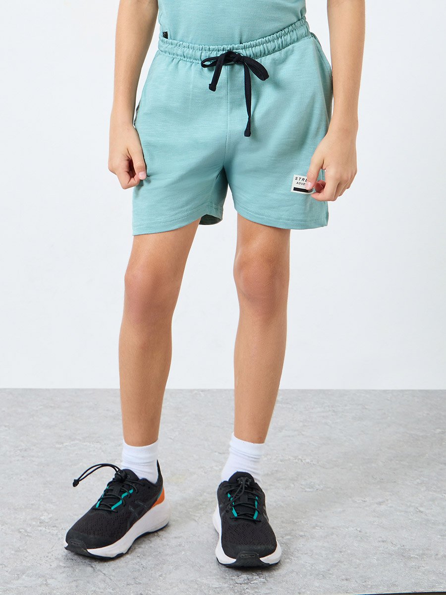 Teens Green Hooded Top and Shorts Set