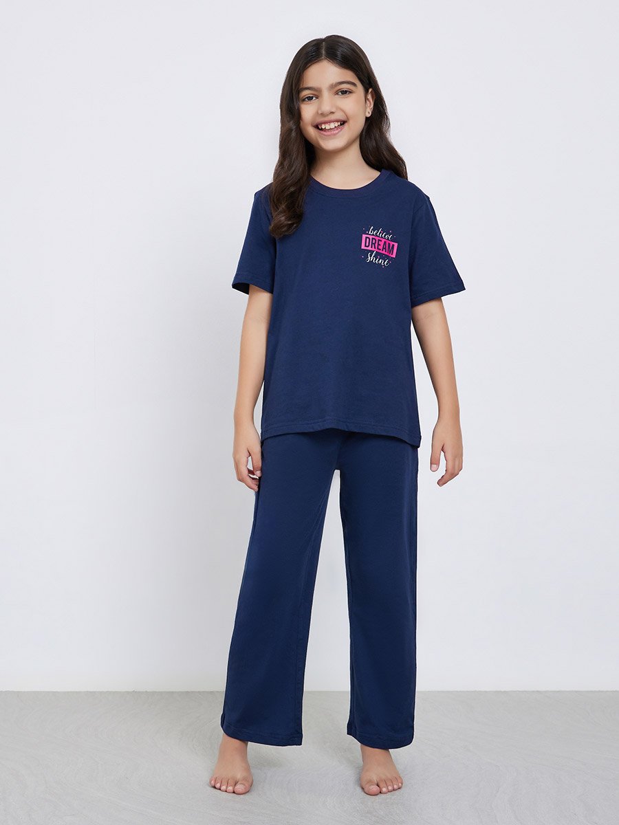 Teens Cotton Printed T-Shirt and Pyjama Set