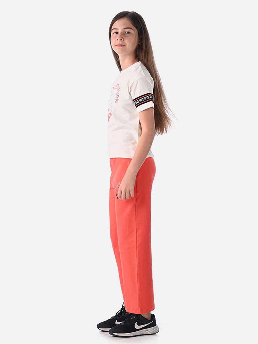 Slogan Print Round Neck T-Shirt and Pyjama Set