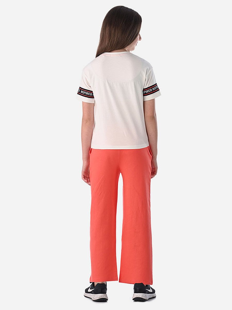 Slogan Print Round Neck T-Shirt and Pyjama Set