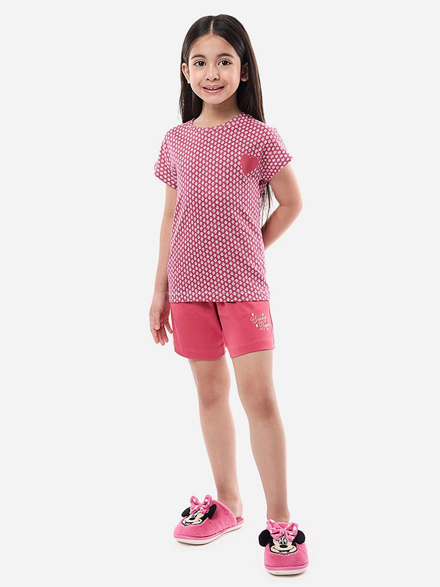Printed Round Neck T-Shirt and Shorts Set