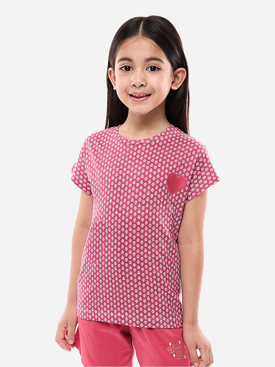 Printed Round Neck T-Shirt and Shorts Set