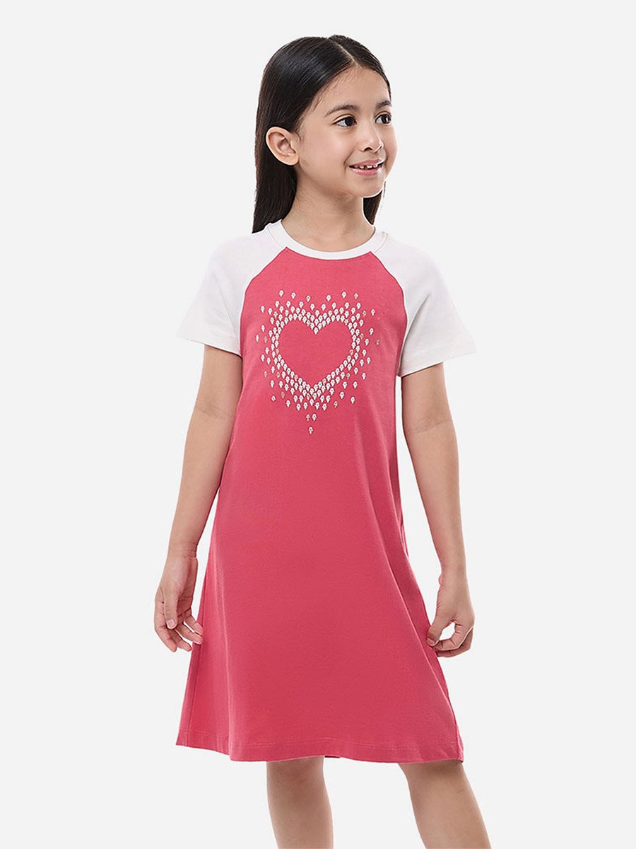 Heart Print Raglan Sleeve Nightdress