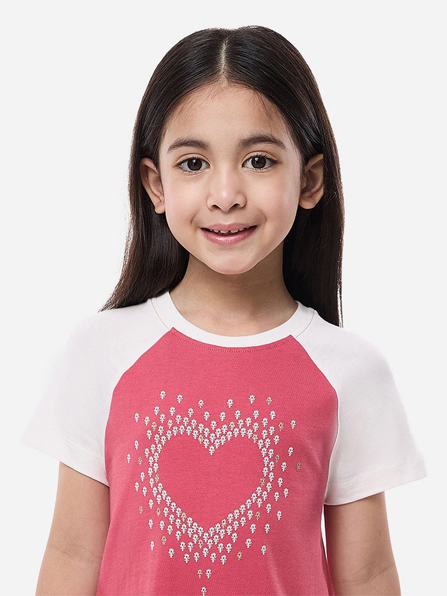 Heart Print Raglan Sleeve Nightdress