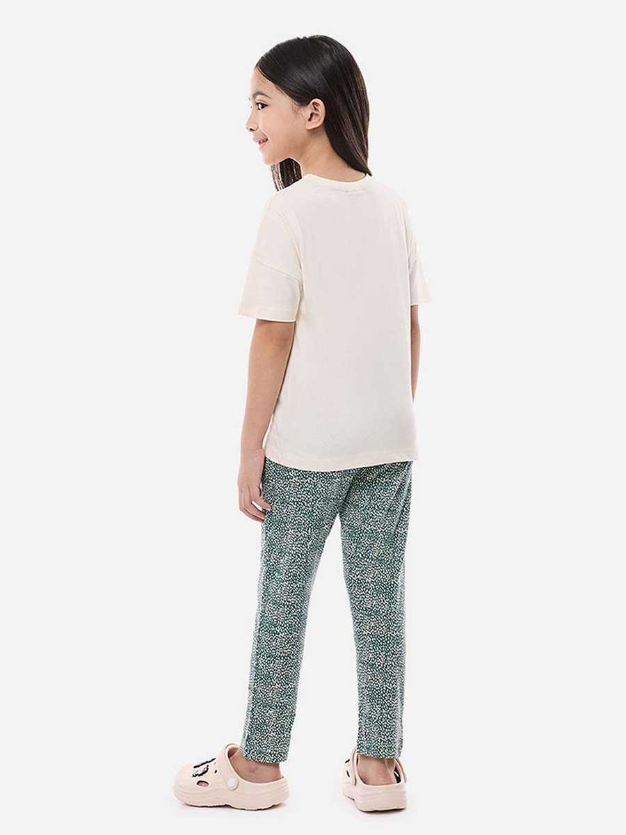 Slogan Print Short Sleeve T-Shirt and Leggings Set