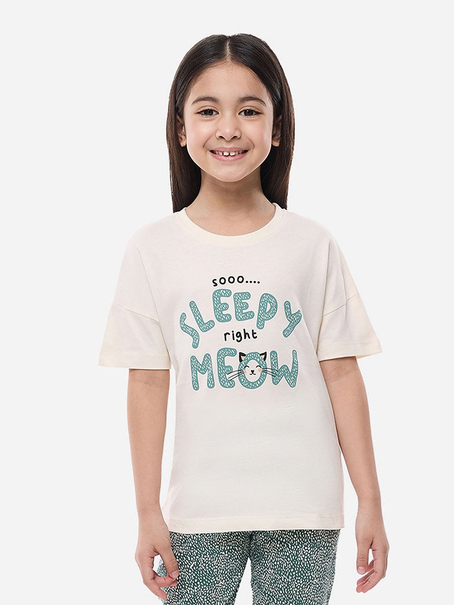 Slogan Print Short Sleeve T-Shirt and Leggings Set