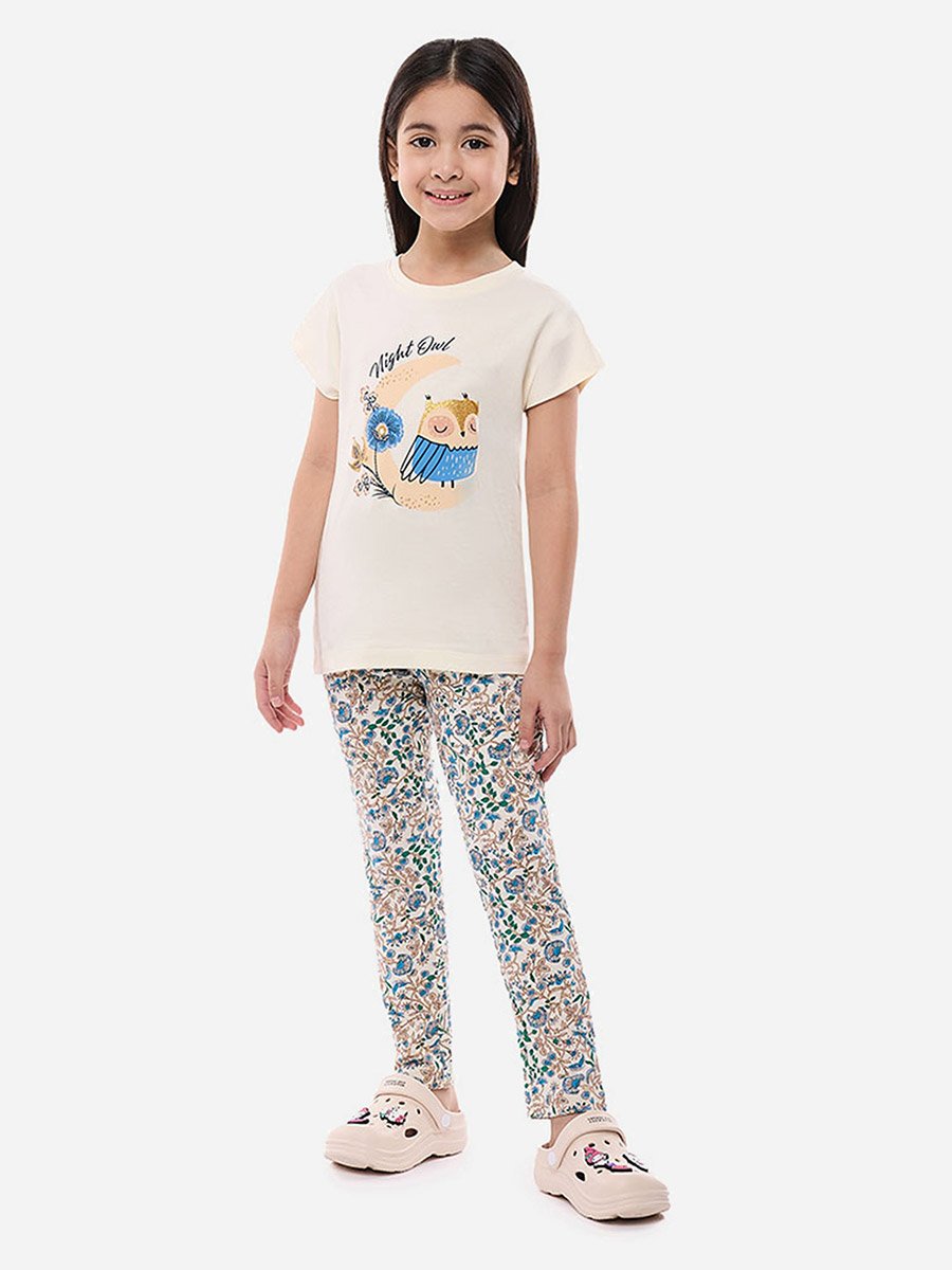 Graphic Print Short Sleeve T-Shirt and Leggings Set