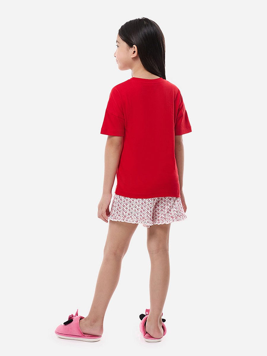 Graphic Print Short Sleeve Top and All-Over Print Shorts Set