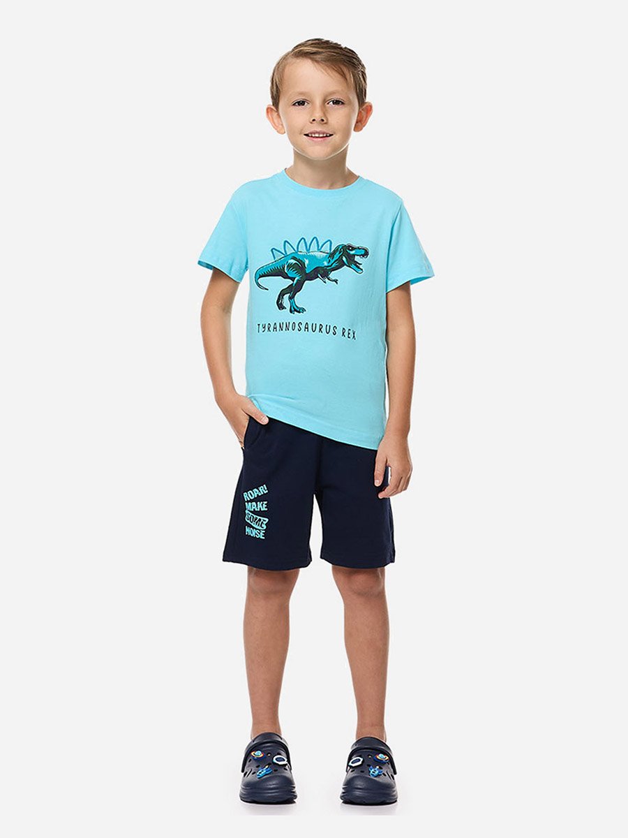 Dinosaur Graphic Print T-Shirt and Drawstring Shorts Set