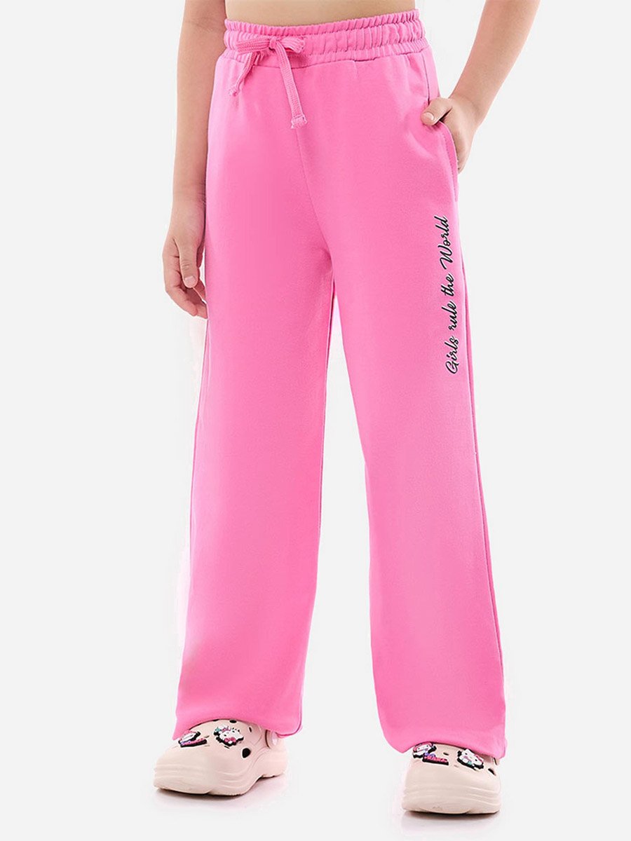 Slogan Print Knit Crop Top and Wide-Leg Pants Set