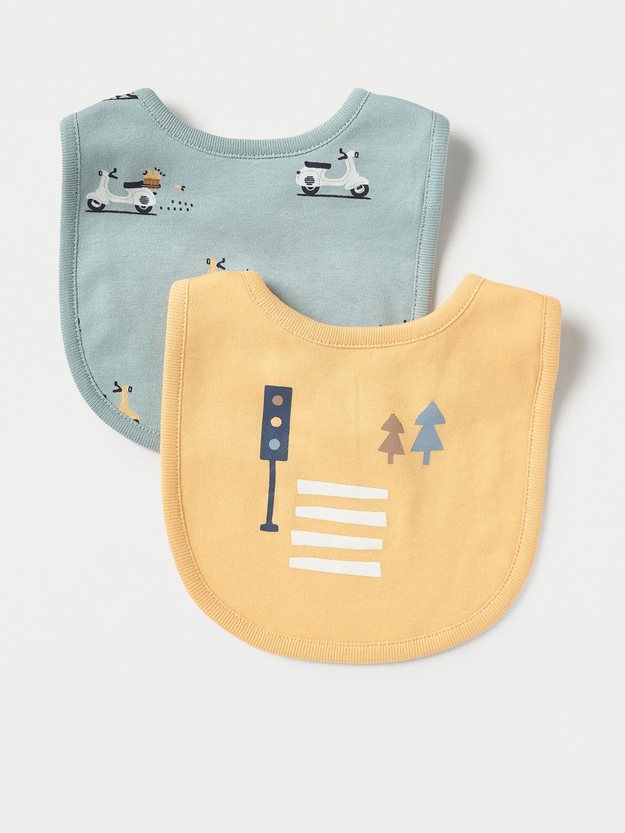 Printed Bib with Button Closure - Set of 2