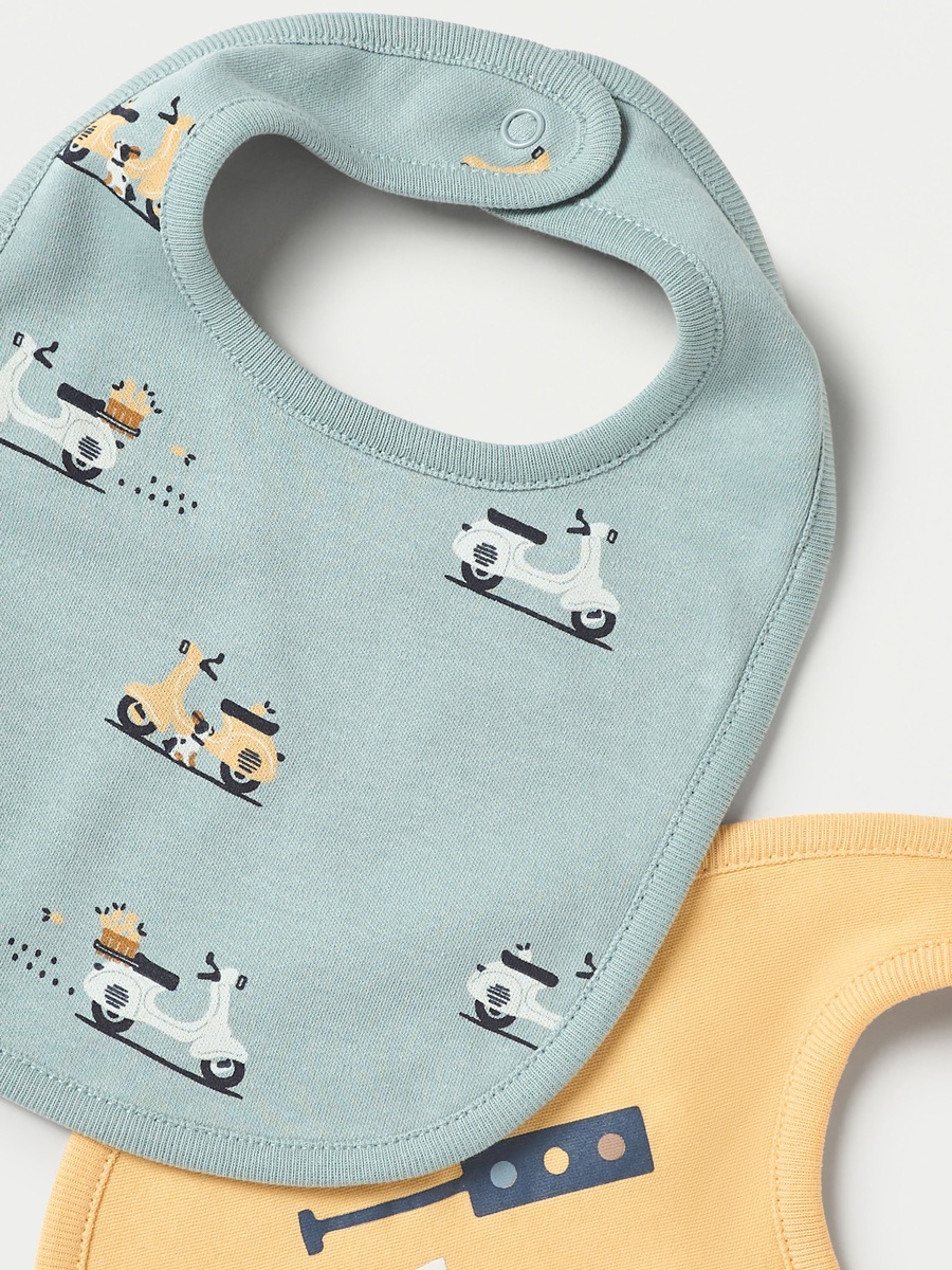 Printed Bib with Button Closure - Set of 2