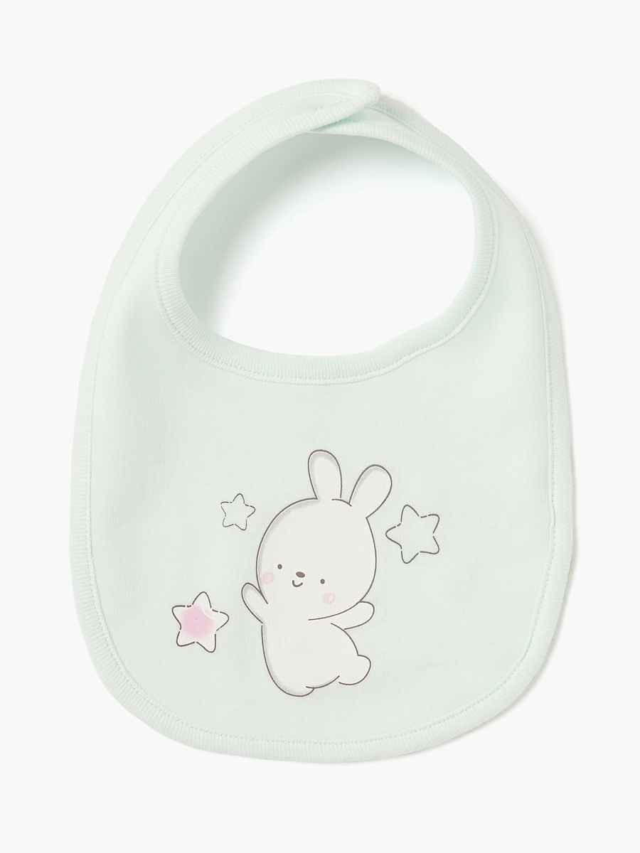 Bunny Print Bib with Snap Button Closure - Set of 2