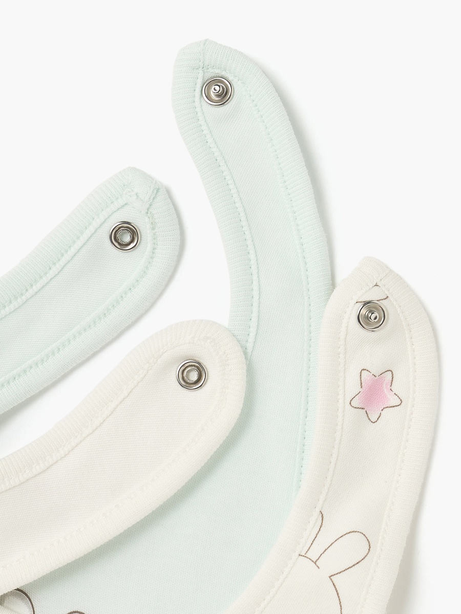Bunny Print Bib with Snap Button Closure - Set of 2