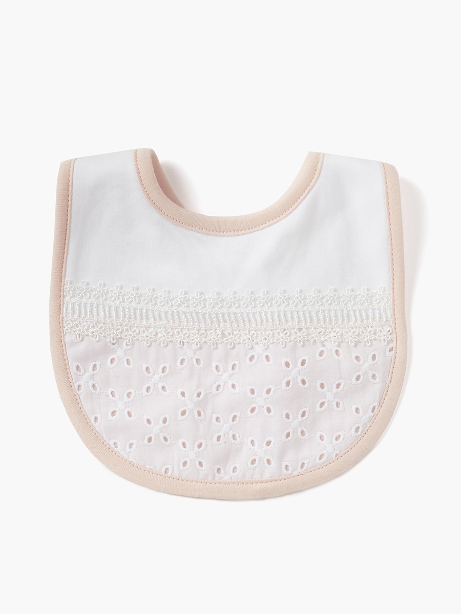 Schiffli Muslin Bib with Button Closure