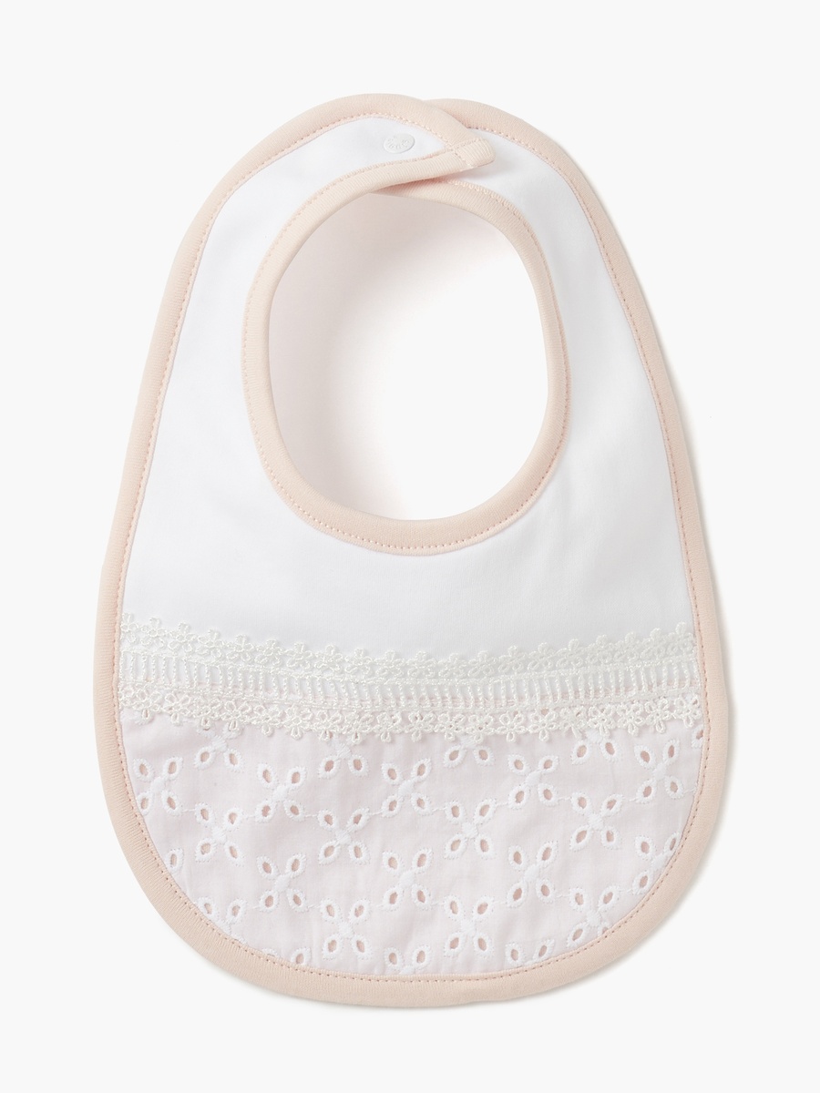Schiffli Muslin Bib with Button Closure