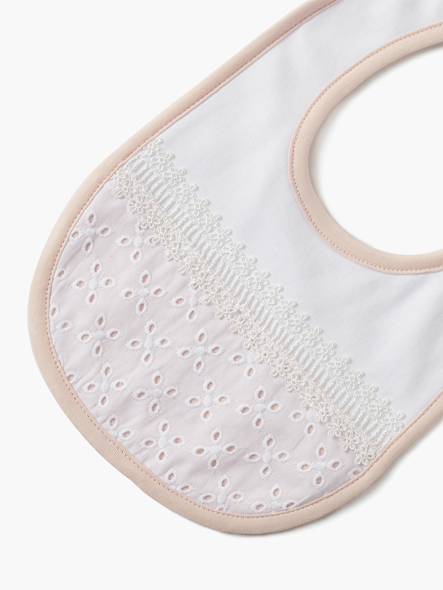 Schiffli Muslin Bib with Button Closure