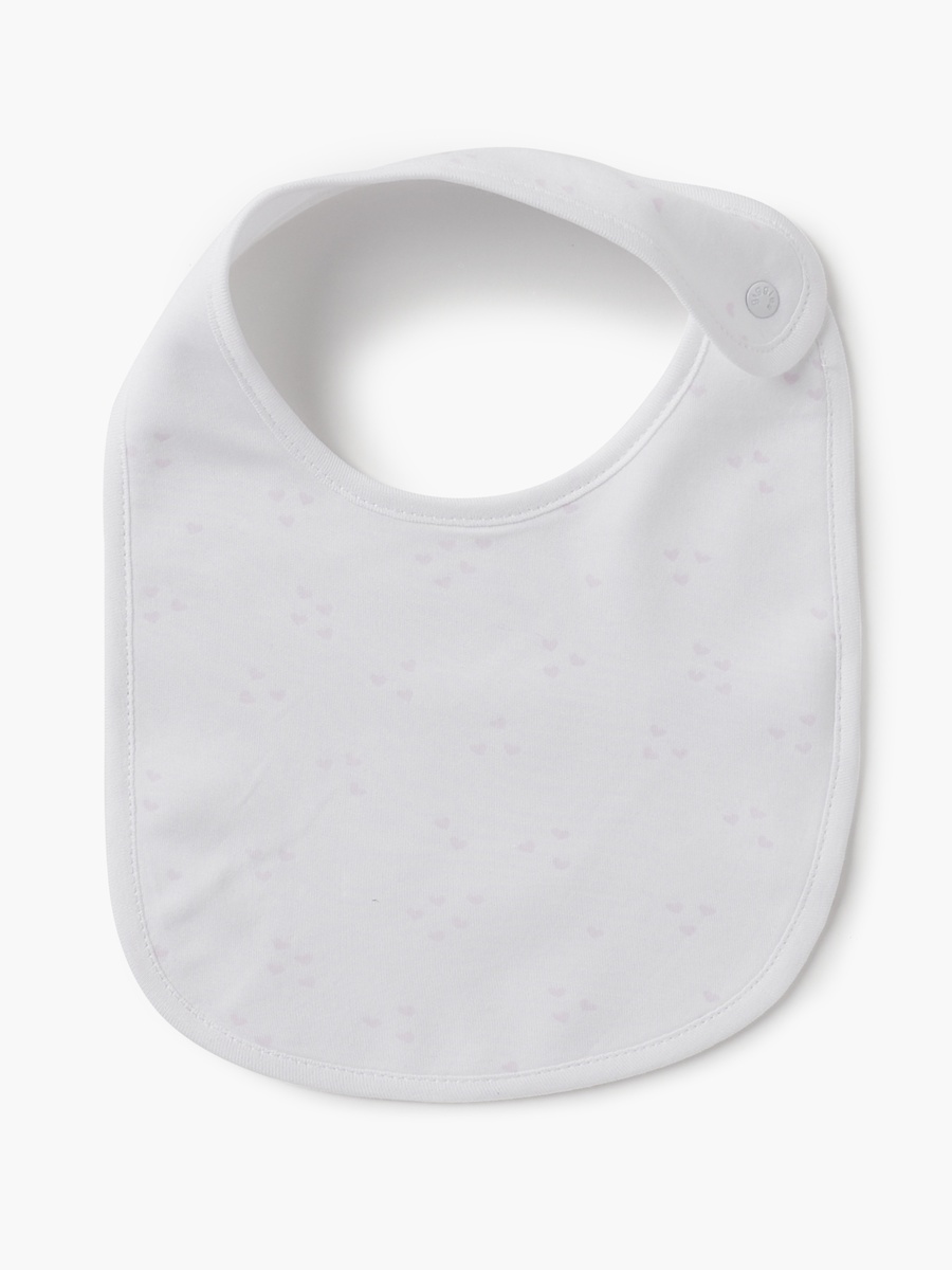 Heart Print Bib with Button Closure