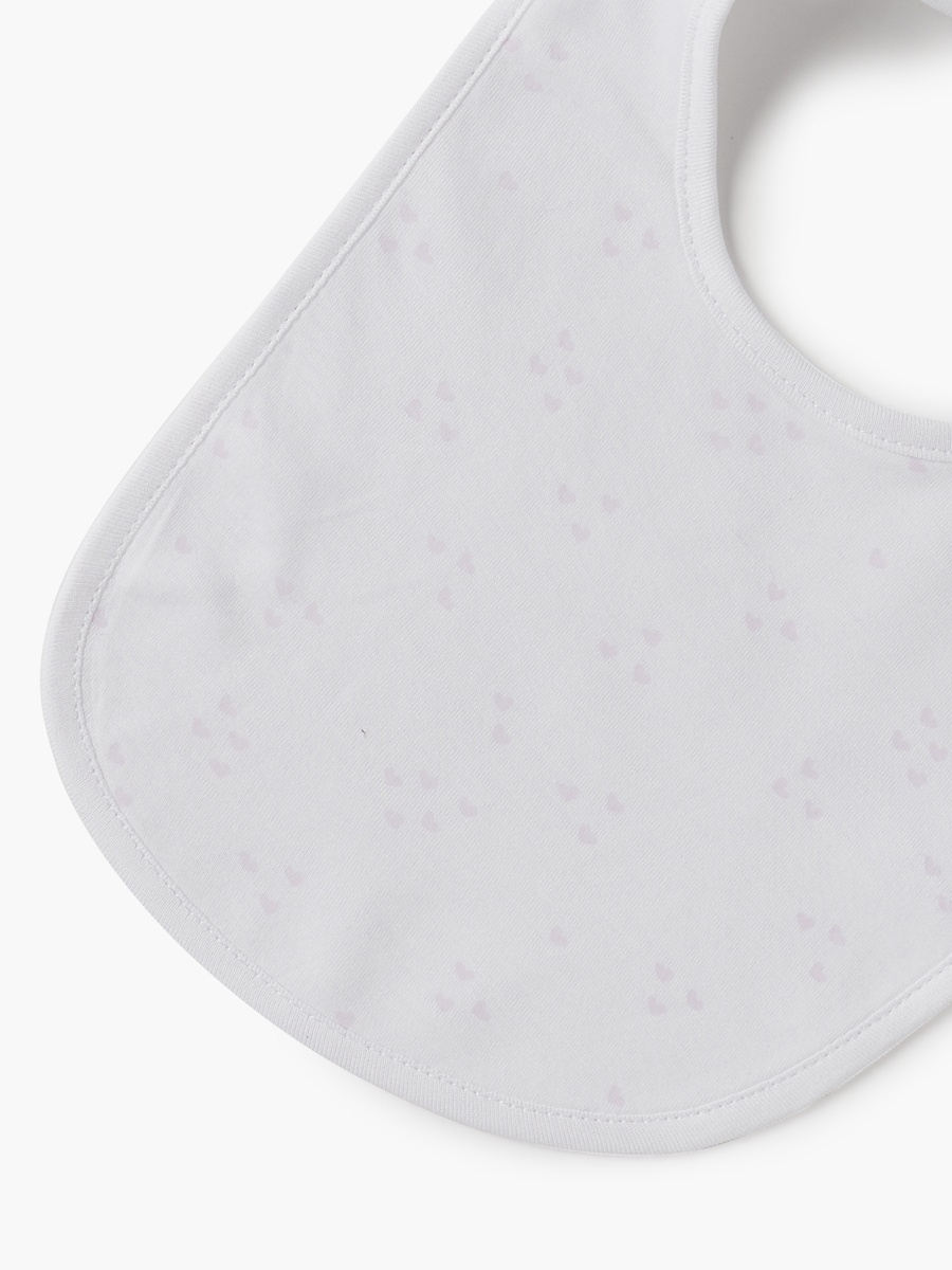 Heart Print Bib with Button Closure