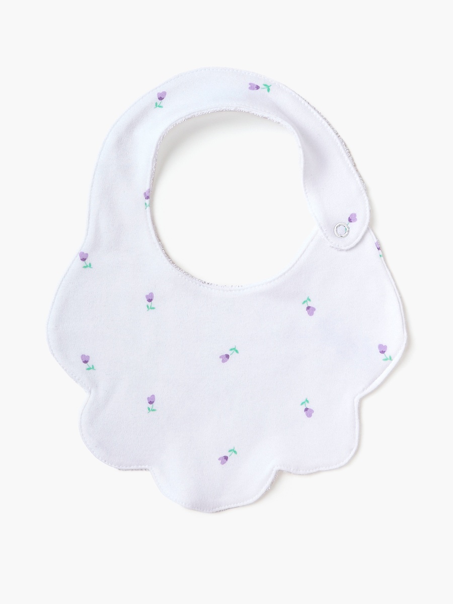 Floral Print Bib with Snap Button Closure