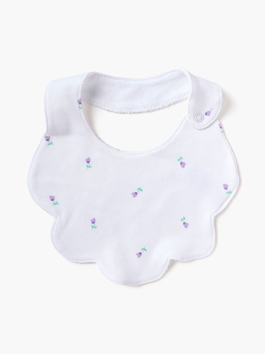 Floral Print Bib with Snap Button Closure