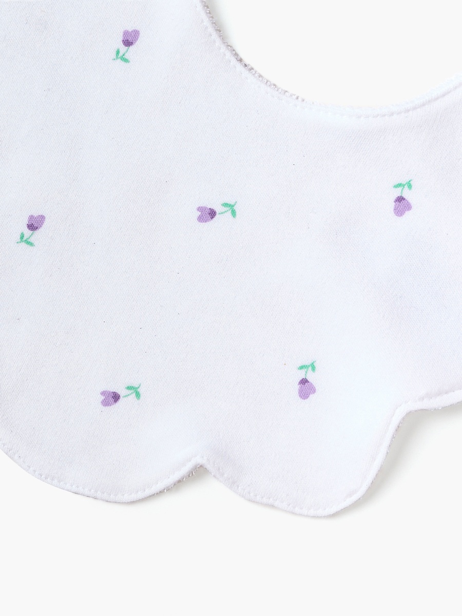 Floral Print Bib with Snap Button Closure